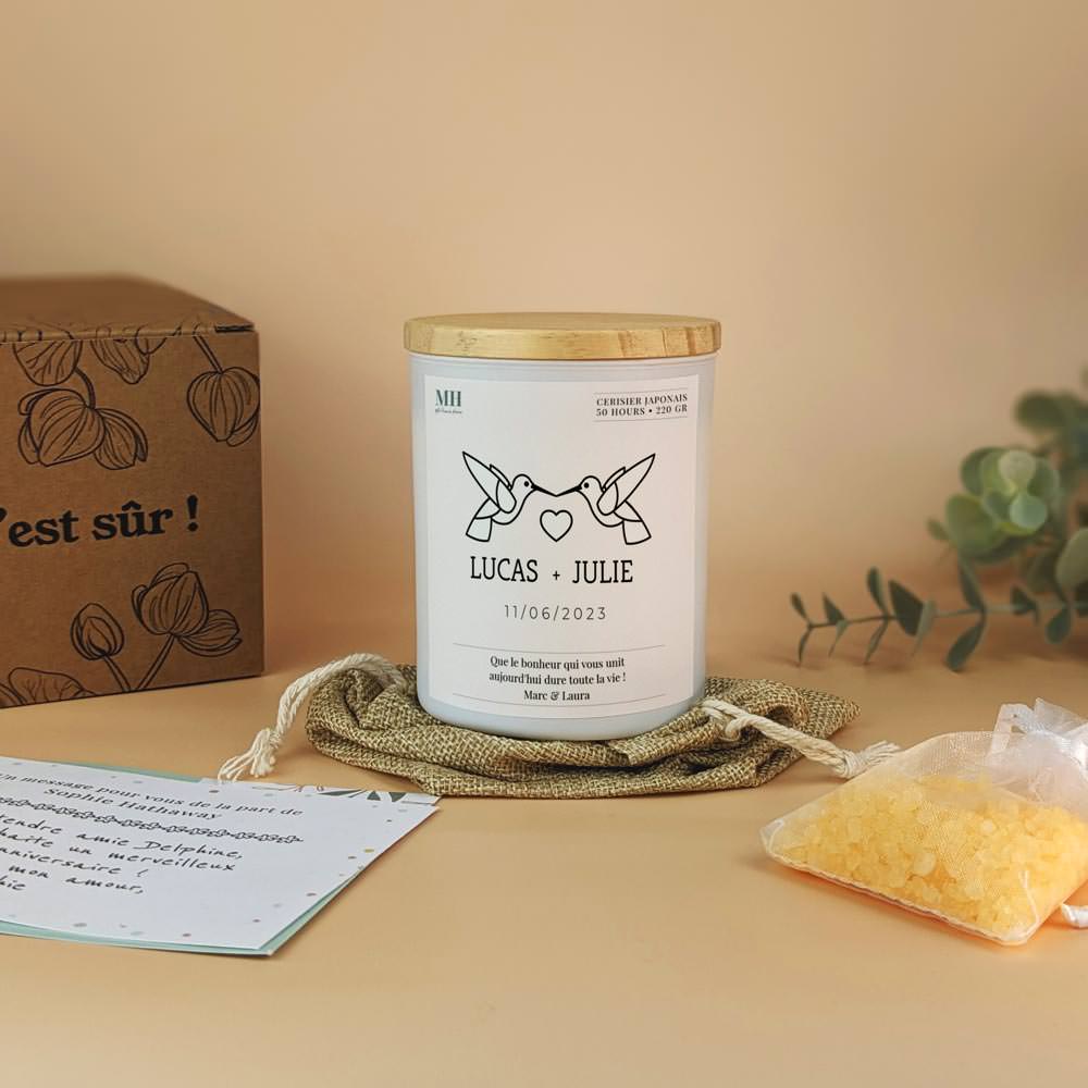 Cadeau personnalisé pour Couple - Bougie personnalisable