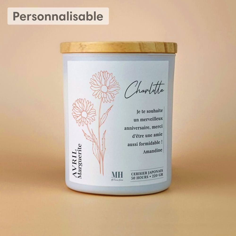 Fleur de Naissance - Avril - Bougie personnalisable