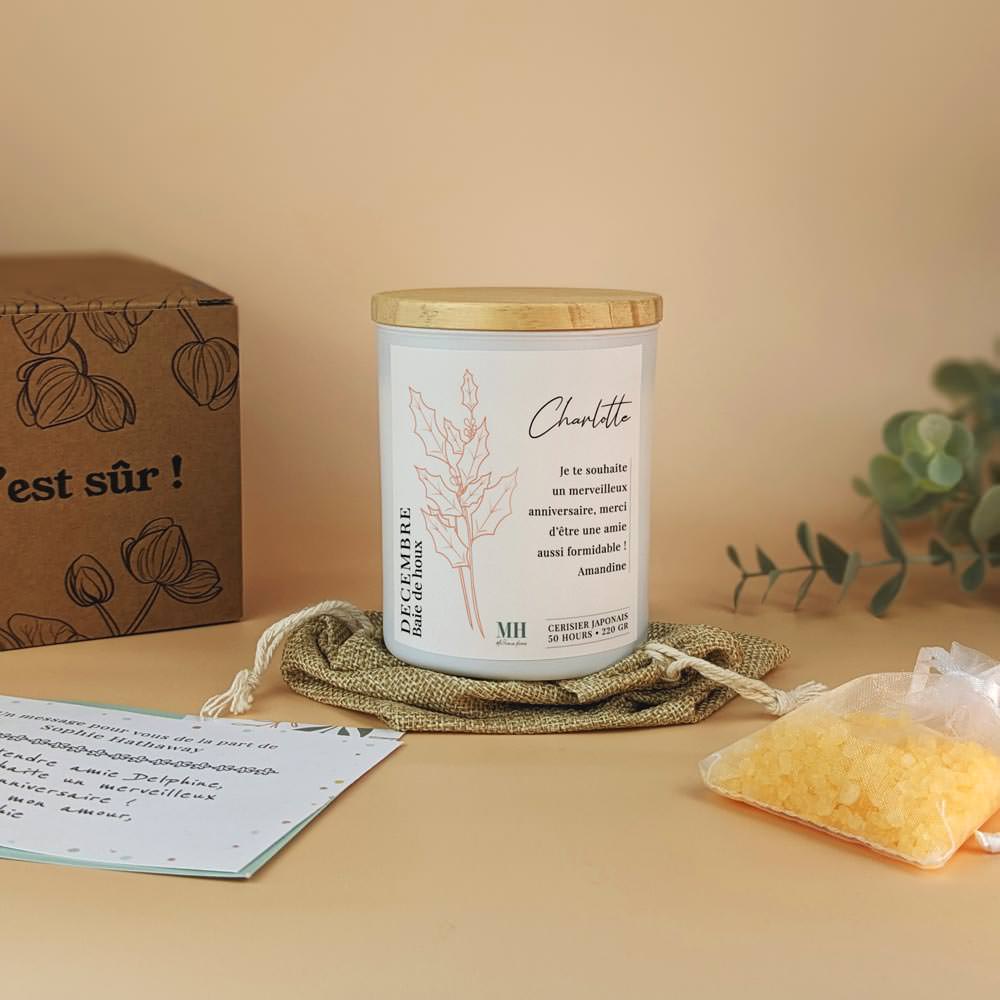 Fleur de Naissance - Décembre - Bougie personnalisable