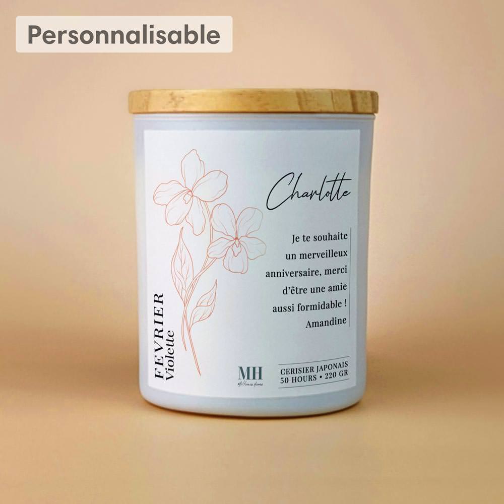 Fleur de Naissance - Février - Bougie personnalisable