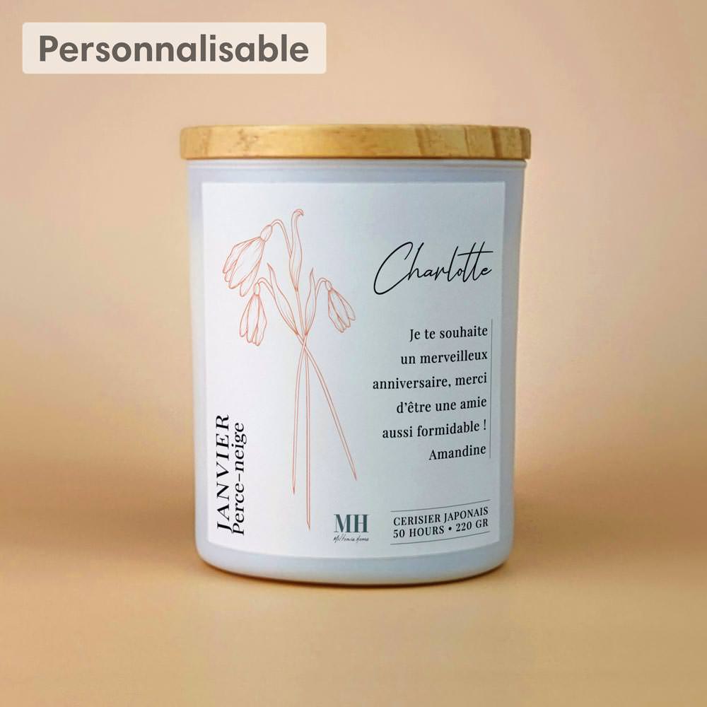 Fleur de Naissance - Janvier - Bougie personnalisable
