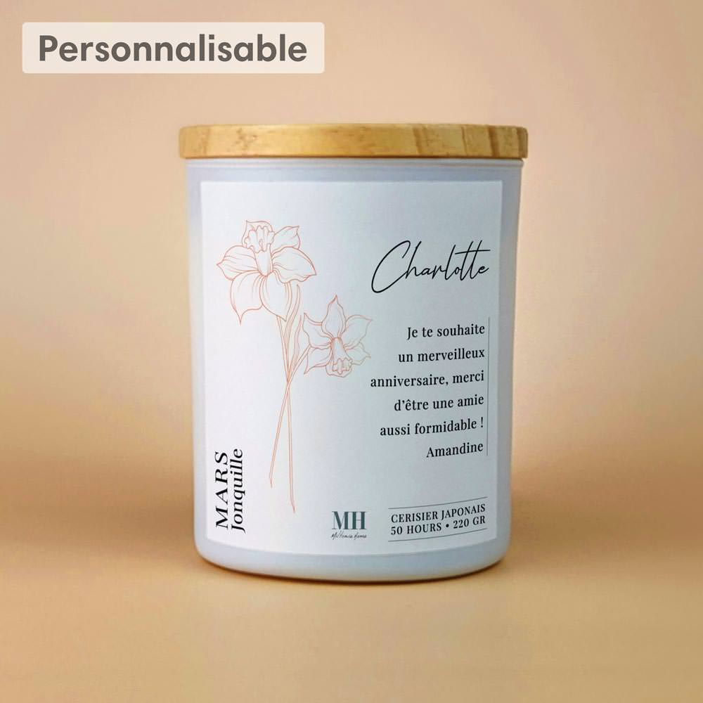Fleur de Naissance - Mars - Bougie personnalisable