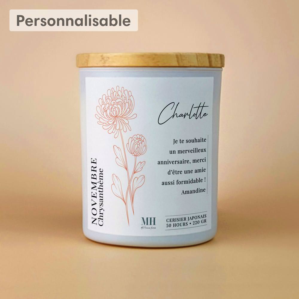 Fleur de Naissance - Novembre - Bougie personnalisable