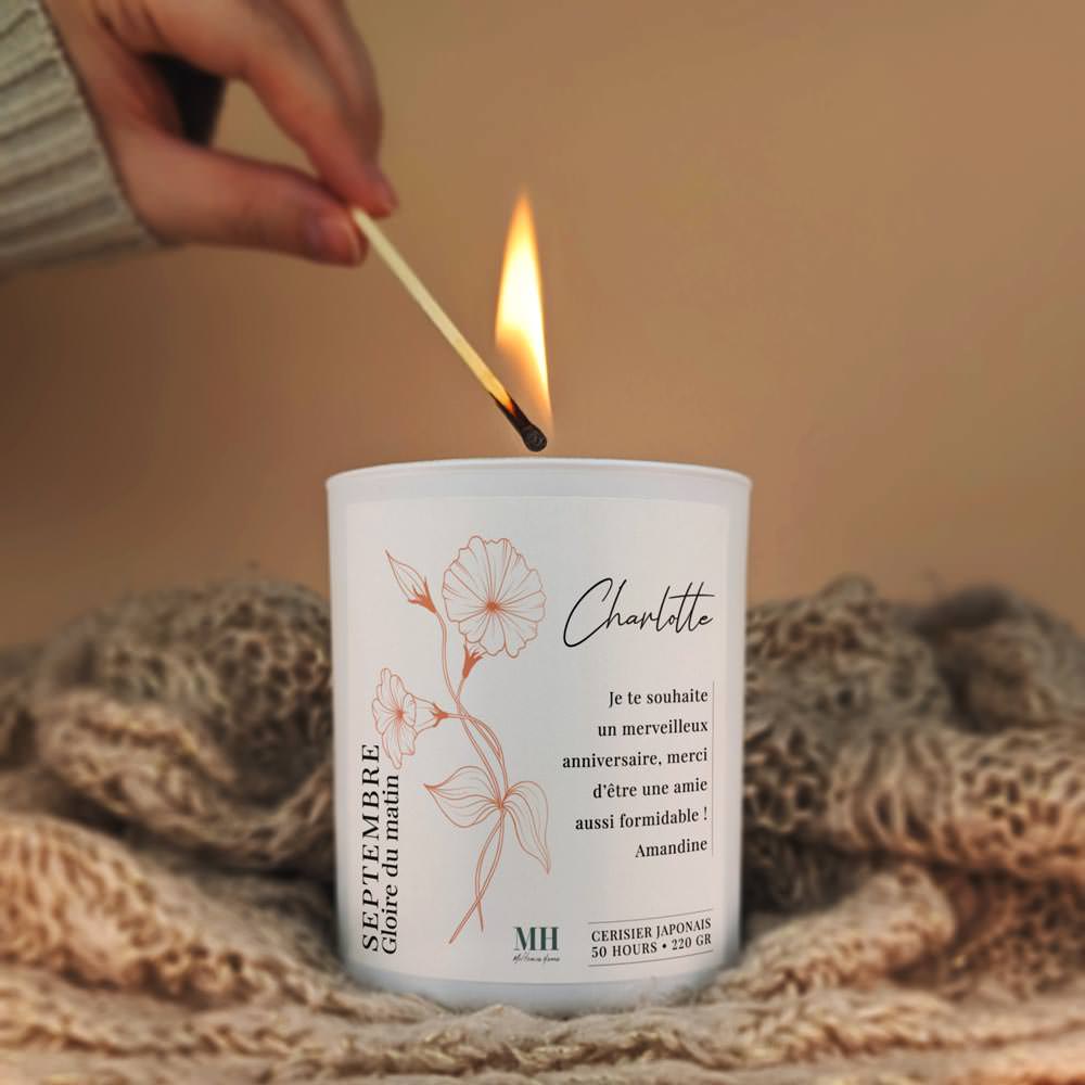 Fleur de Naissance - Septembre - Bougie personnalisable