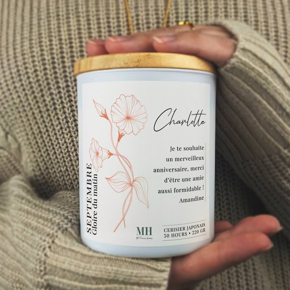 Fleur de Naissance - Septembre - Bougie personnalisable