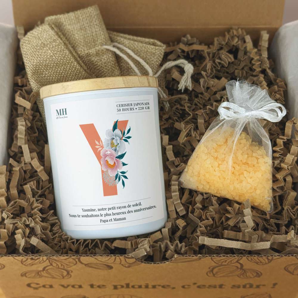 Lettre Prénom Fleurie - Y - Bougie personnalisable