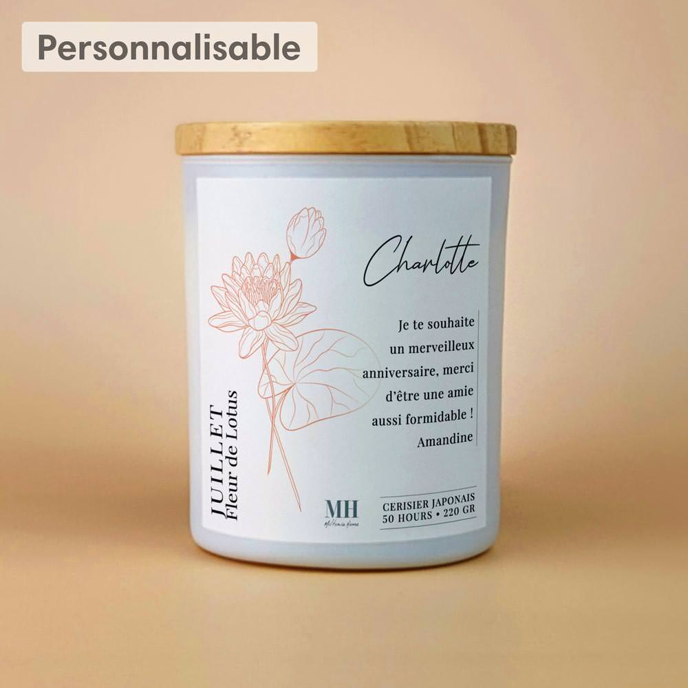 Fleur de Naissance - Juillet - Bougie personnalisable