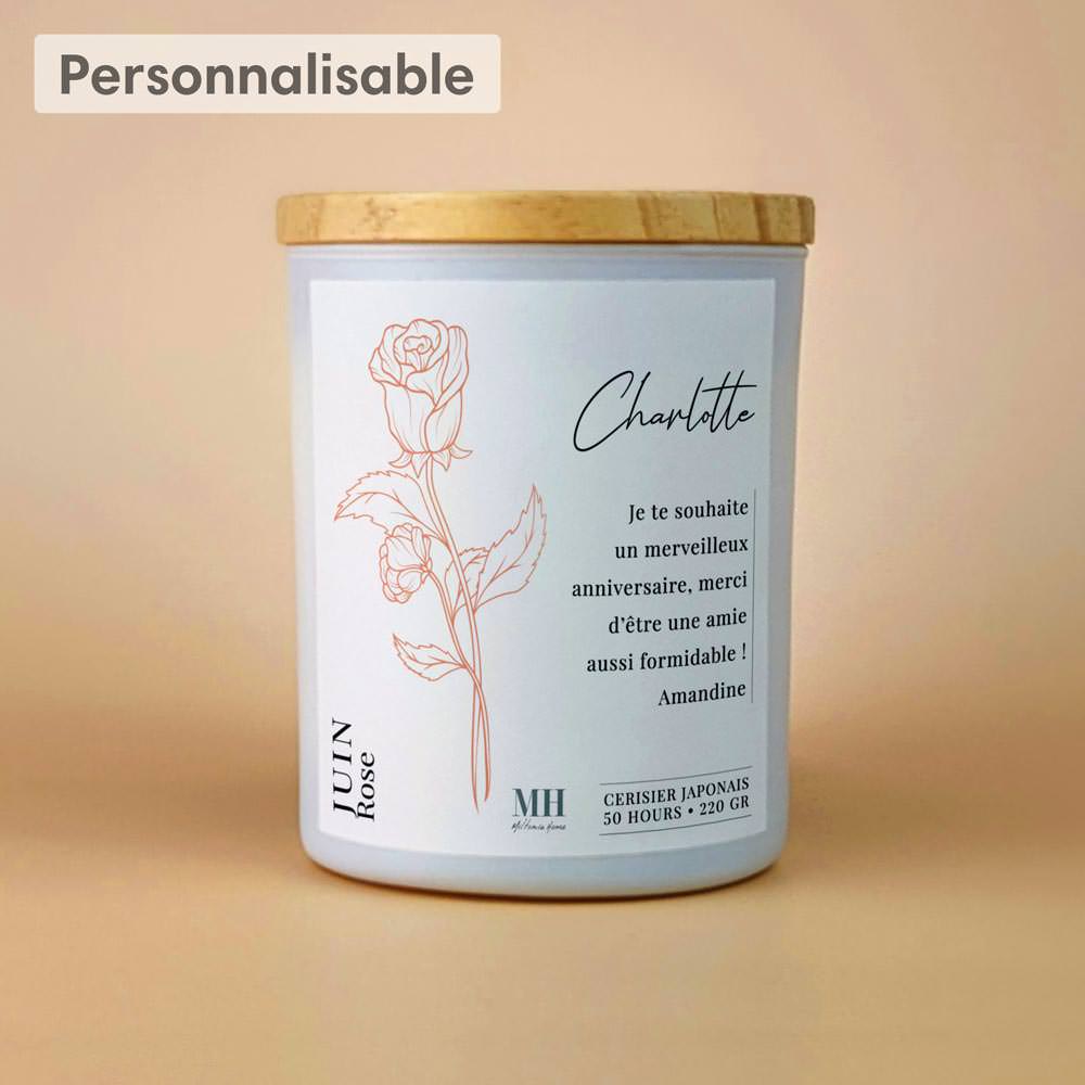 Fleur de Naissance - Juin - Bougie personnalisable